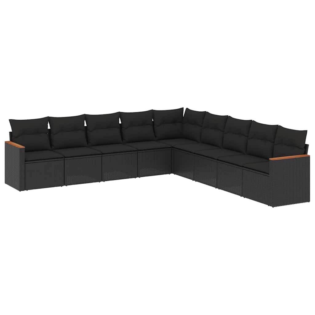 9-dijelni set vrtnih sofa s jastucima crni od poliratana