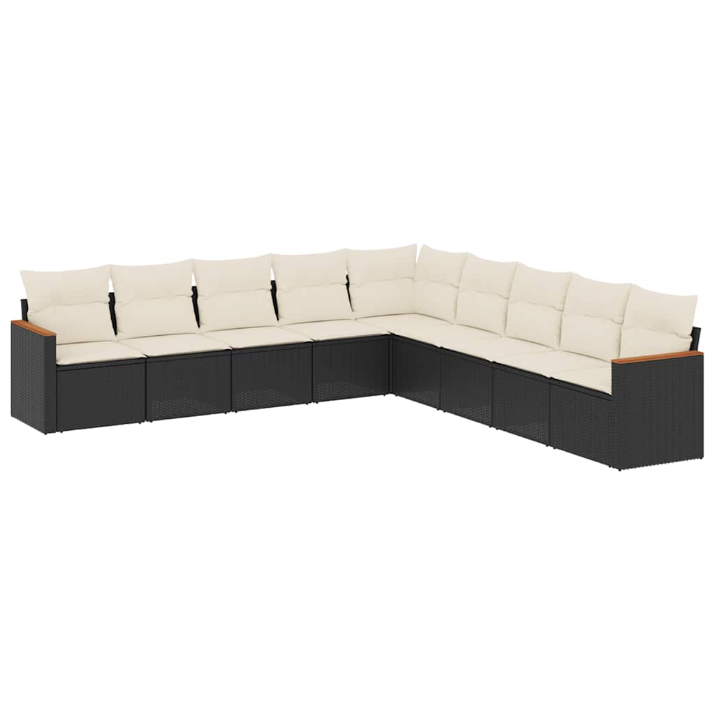 9-dijelni set vrtnih sofa s jastucima crni od poliratana