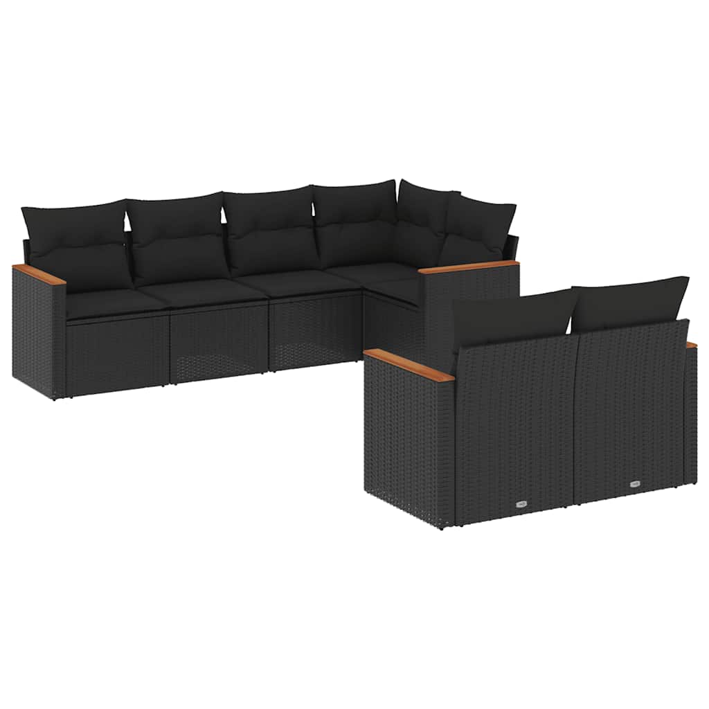 7-dijelni set vrtnih sofa od poliratana s jastucima crni