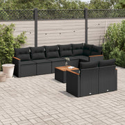 9-dijelni set vrtnih sofa s jastucima crni od poliratana