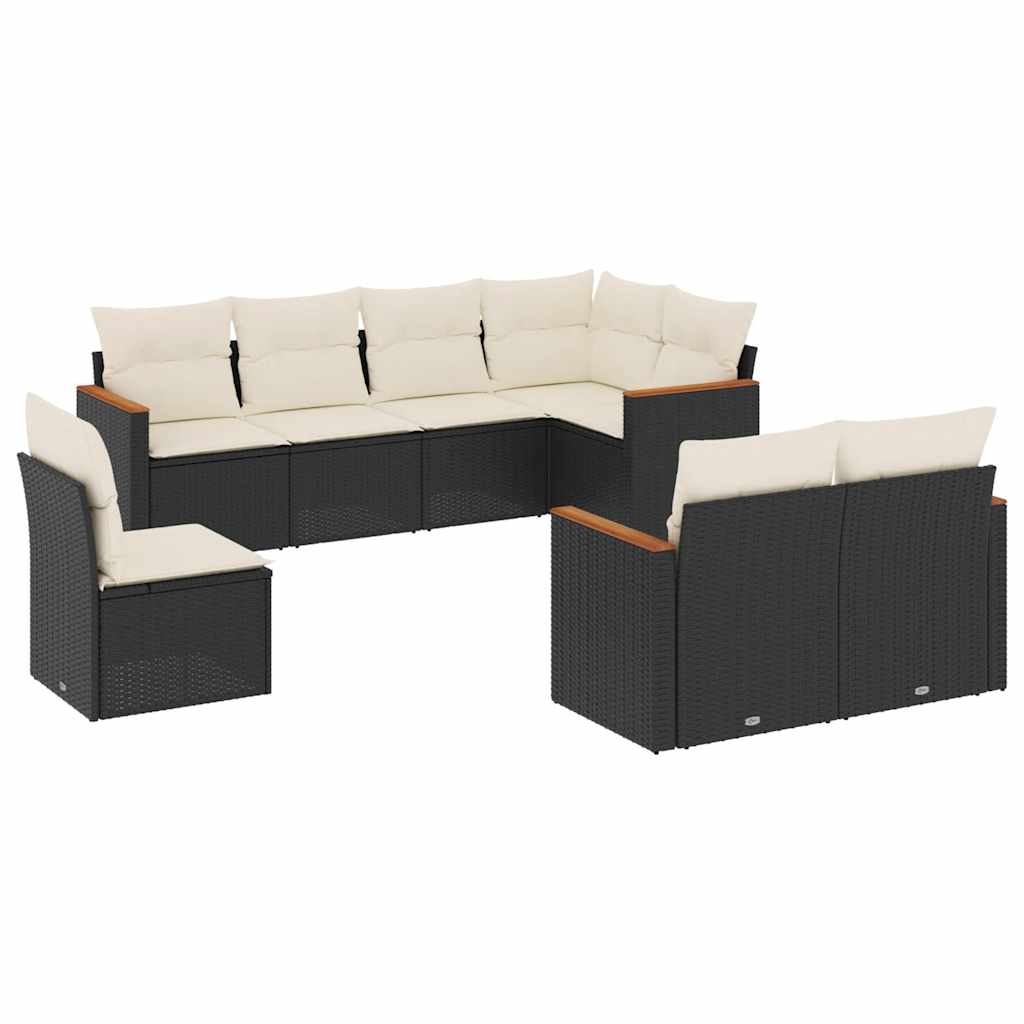 8-dijelni set vrtnih sofa od poliratana s jastucima crni