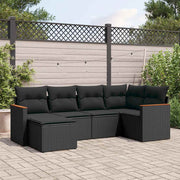 6-dijelni set vrtnih sofa s jastucima crni od poliratana