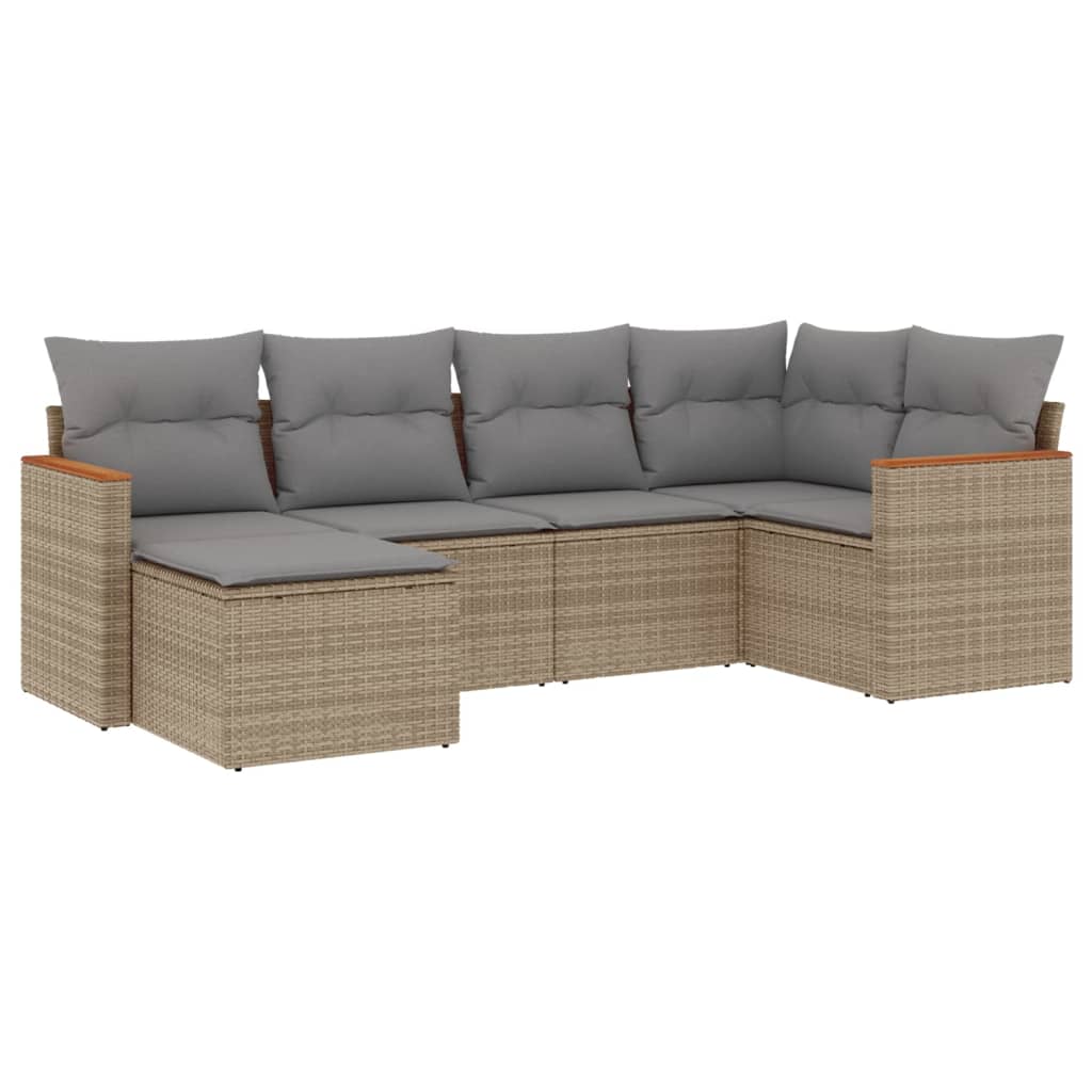 6-dijelni set vrtnih sofa s jastucima bež od poliratana