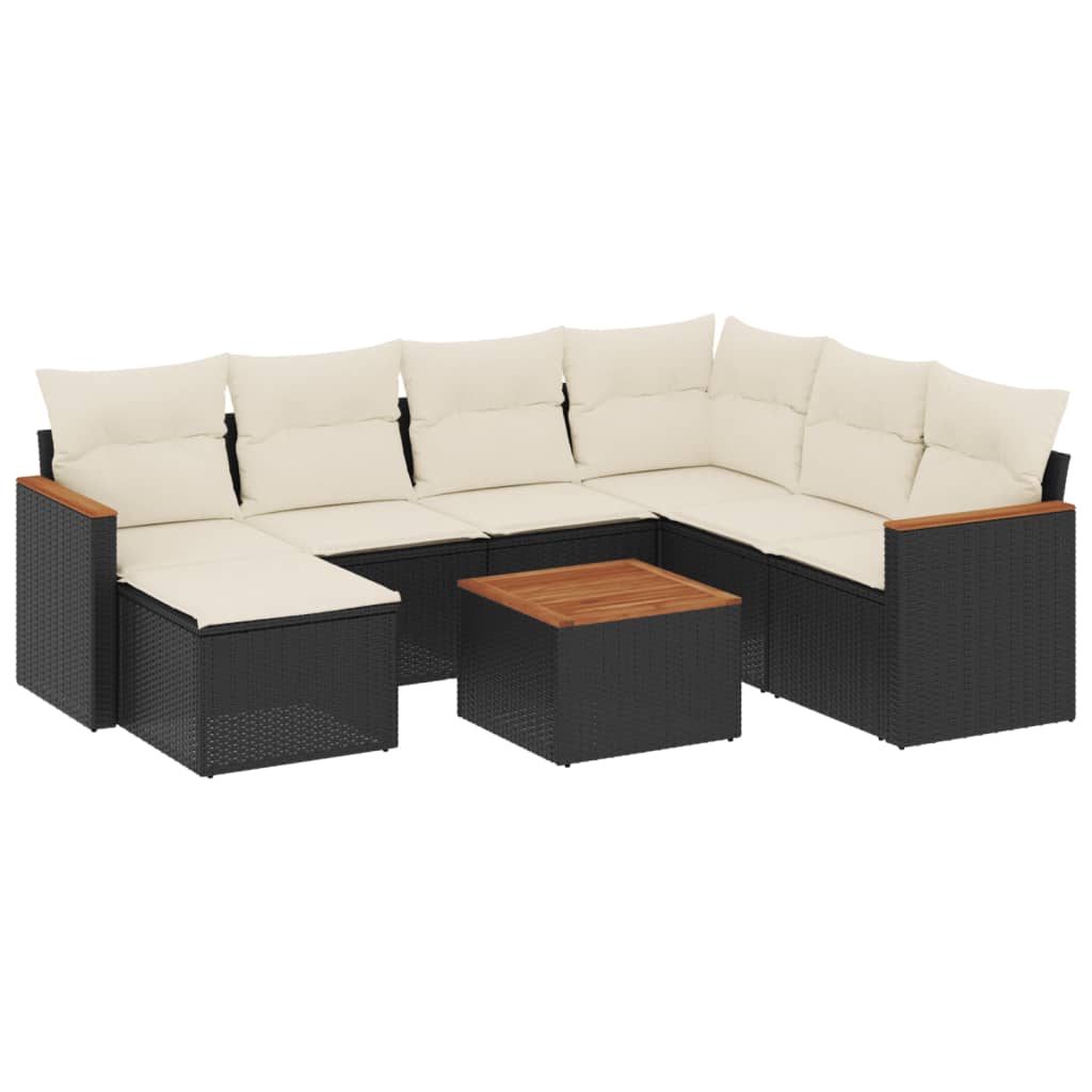 8-dijelni set vrtnih sofa od poliratana s jastucima crni