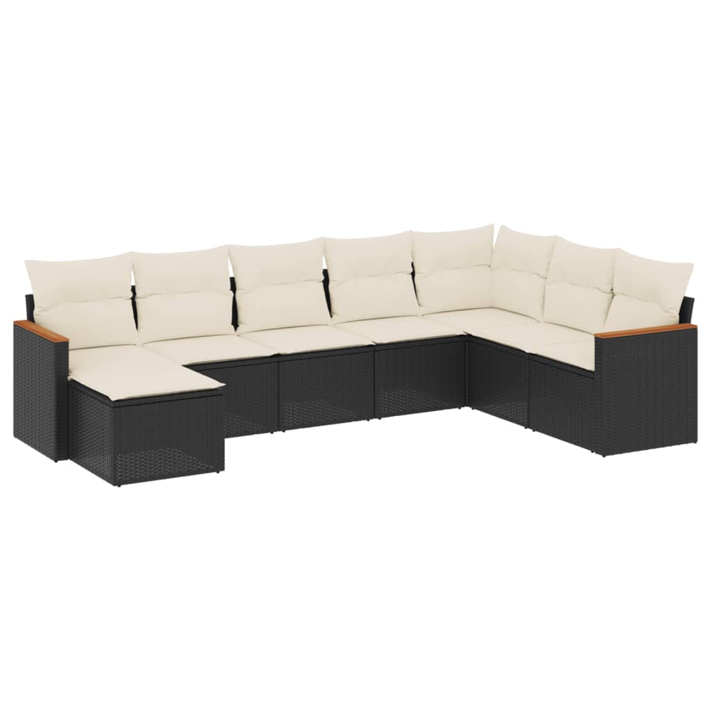8-dijelni set vrtnih sofa od poliratana s jastucima crni