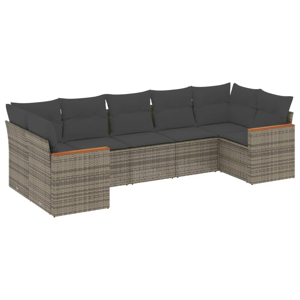7-dijelni set vrtnih sofa sivi od poliratana