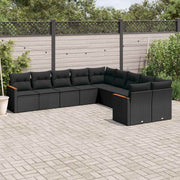 10-dijelni set vrtnih sofa s jastucima crni od poliratana
