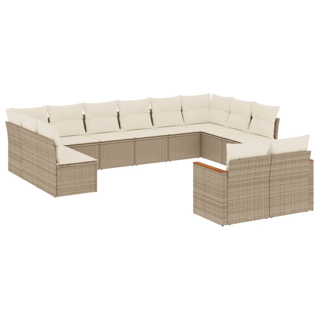12-dijelni set vrtnih sofa od poliratana s jastucima bež