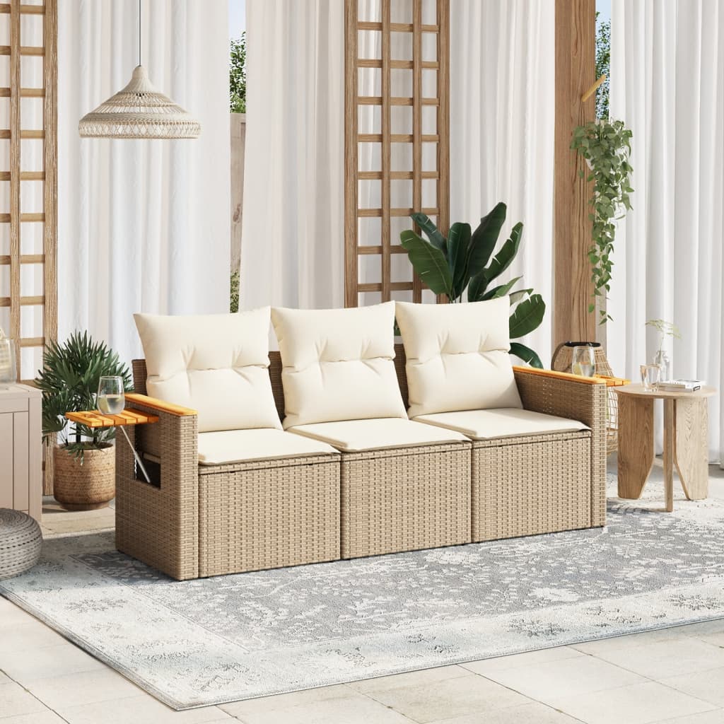 3-dijelni set vrtnih sofa od poliratana s jastucima bež