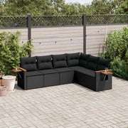 6-dijelni set vrtnih sofa s jastucima crni od poliratana