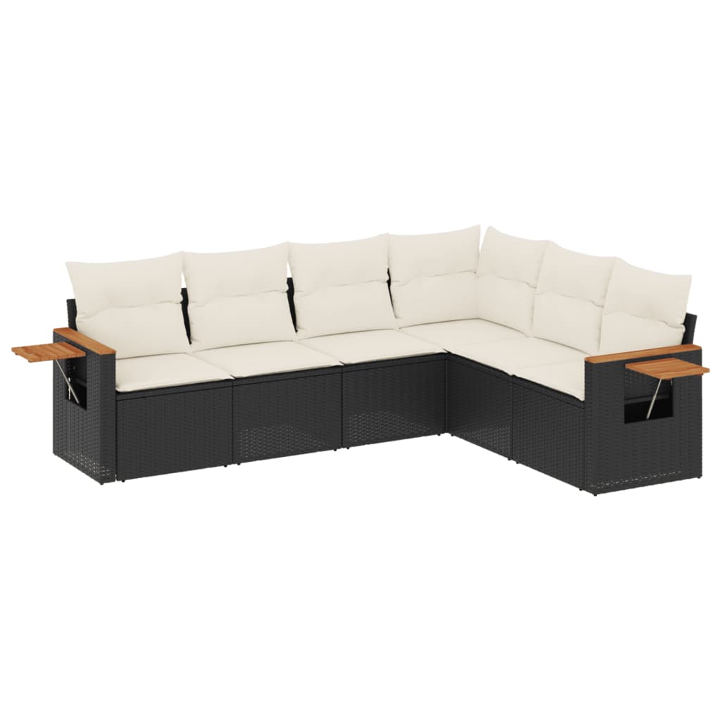 6-dijelni set vrtnih sofa s jastucima crni od poliratana