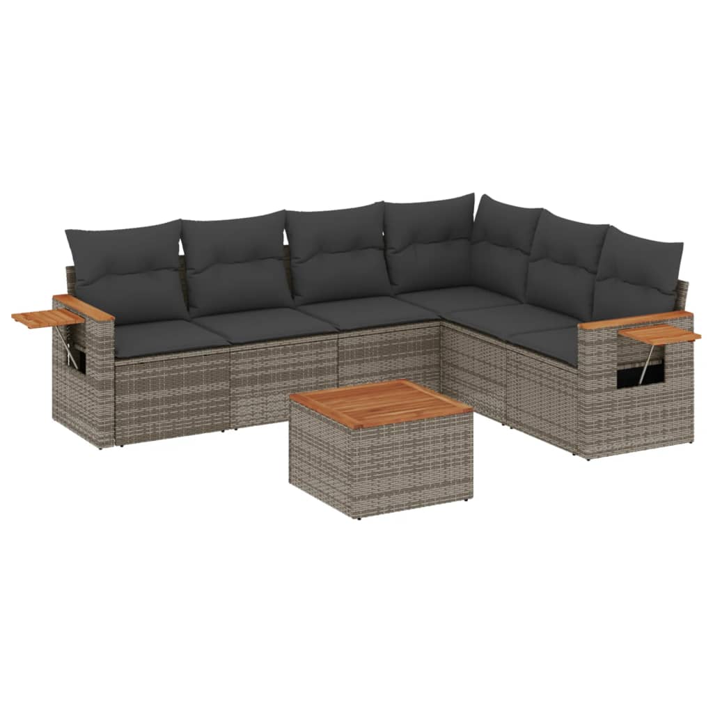 7-dijelni set vrtnih sofa sivi od poliratana