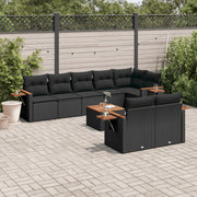 9-dijelni set vrtnih sofa s jastucima crni od poliratana