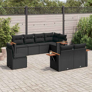 8-dijelni set vrtnih sofa od poliratana s jastucima crni