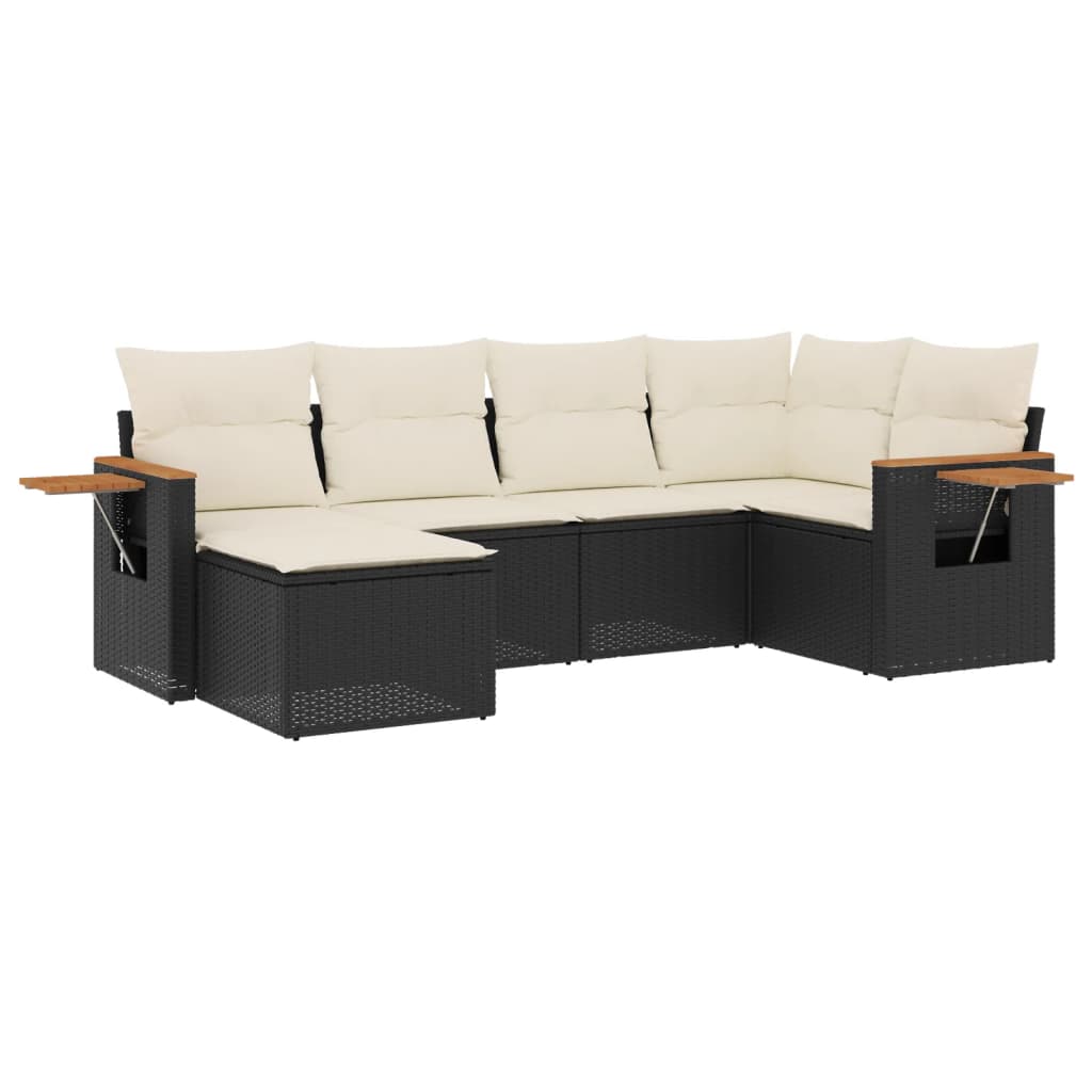 6-dijelni set vrtnih sofa s jastucima crni od poliratana