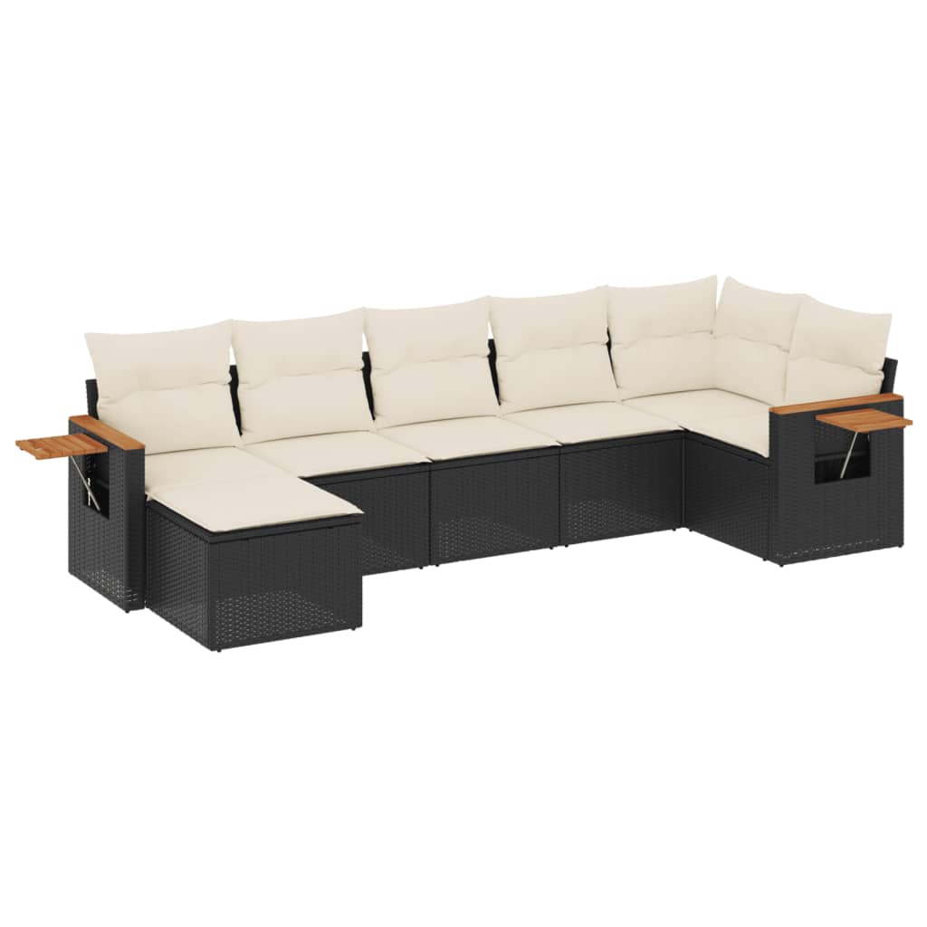 7-dijelni set vrtnih sofa od poliratana s jastucima crni