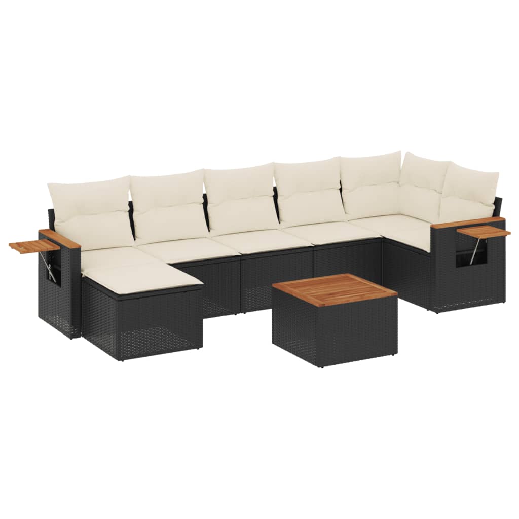 8-dijelni set vrtnih sofa od poliratana s jastucima crni