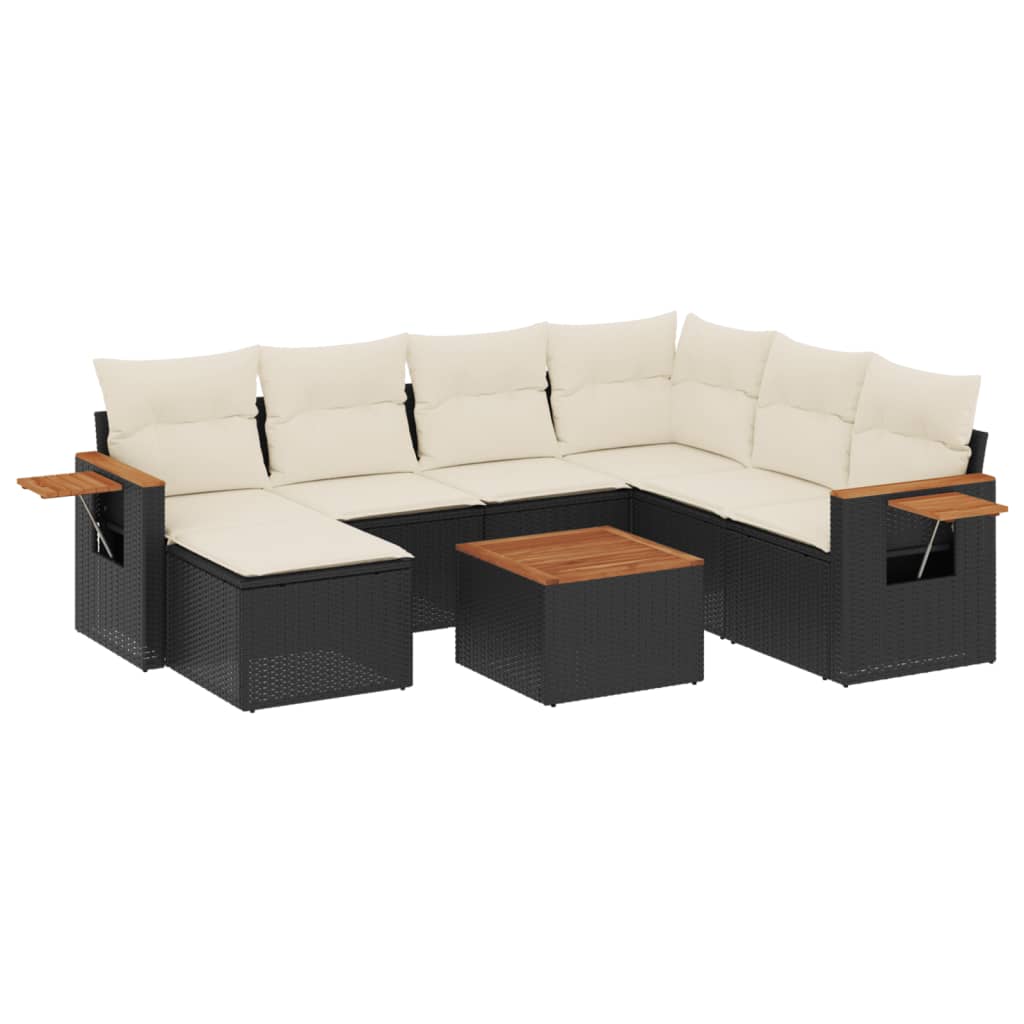 8-dijelni set vrtnih sofa od poliratana s jastucima crni