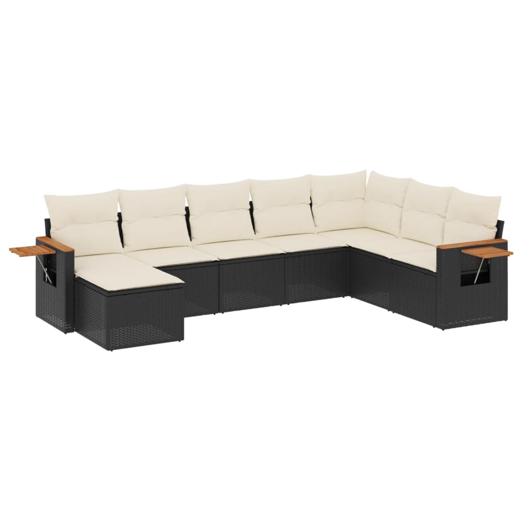 8-dijelni set vrtnih sofa od poliratana s jastucima crni