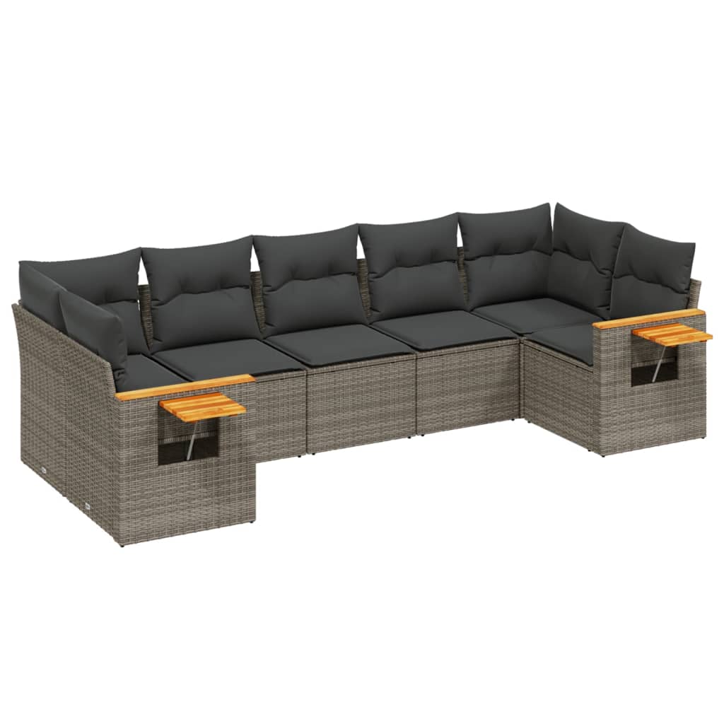 7-dijelni set vrtnih sofa sivi od poliratana