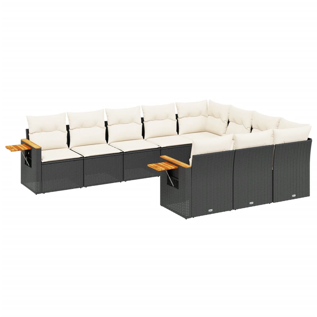 10-dijelni set vrtnih sofa s jastucima crni od poliratana
