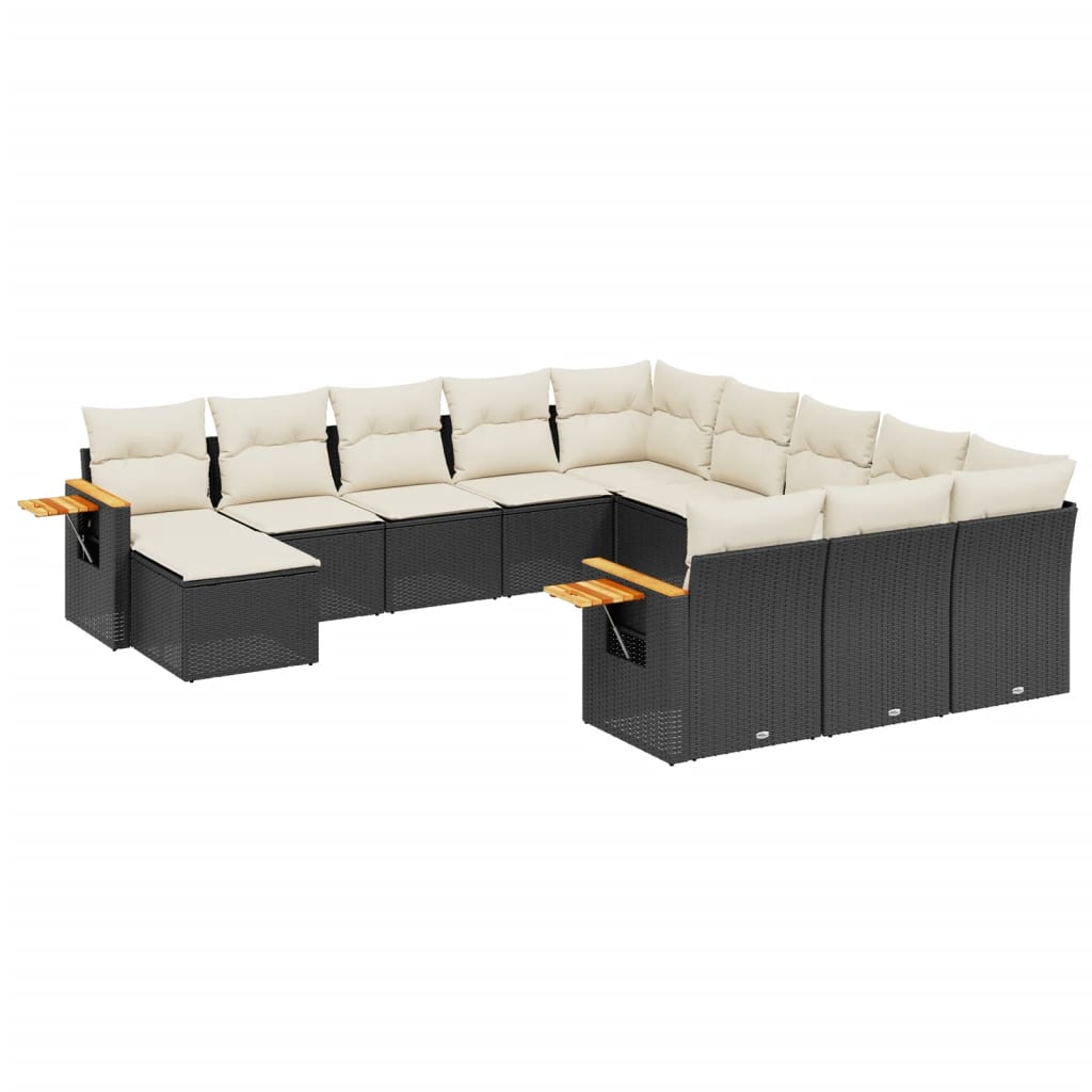 11-dijelni set vrtnih sofa od poliratana s jastucima crni