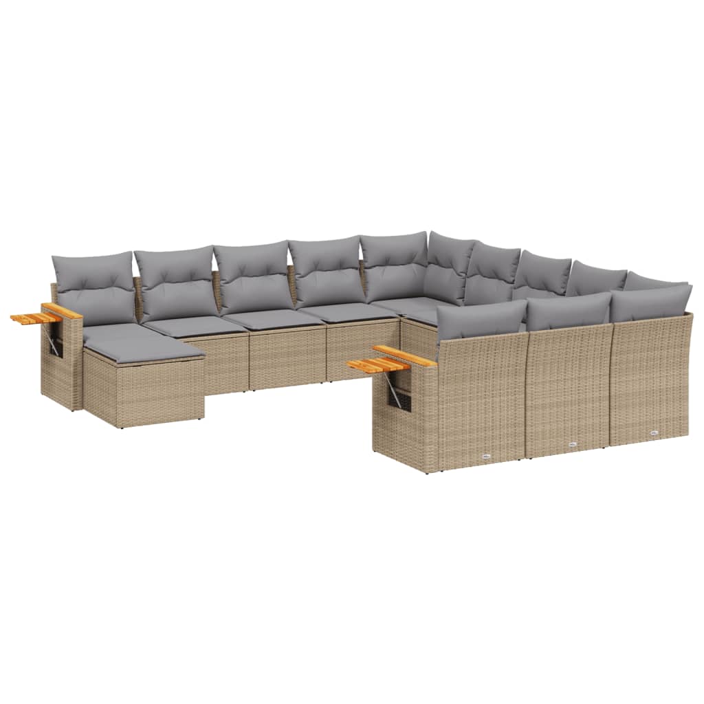 11-dijelni set vrtnih sofa od poliratana s jastucima bež