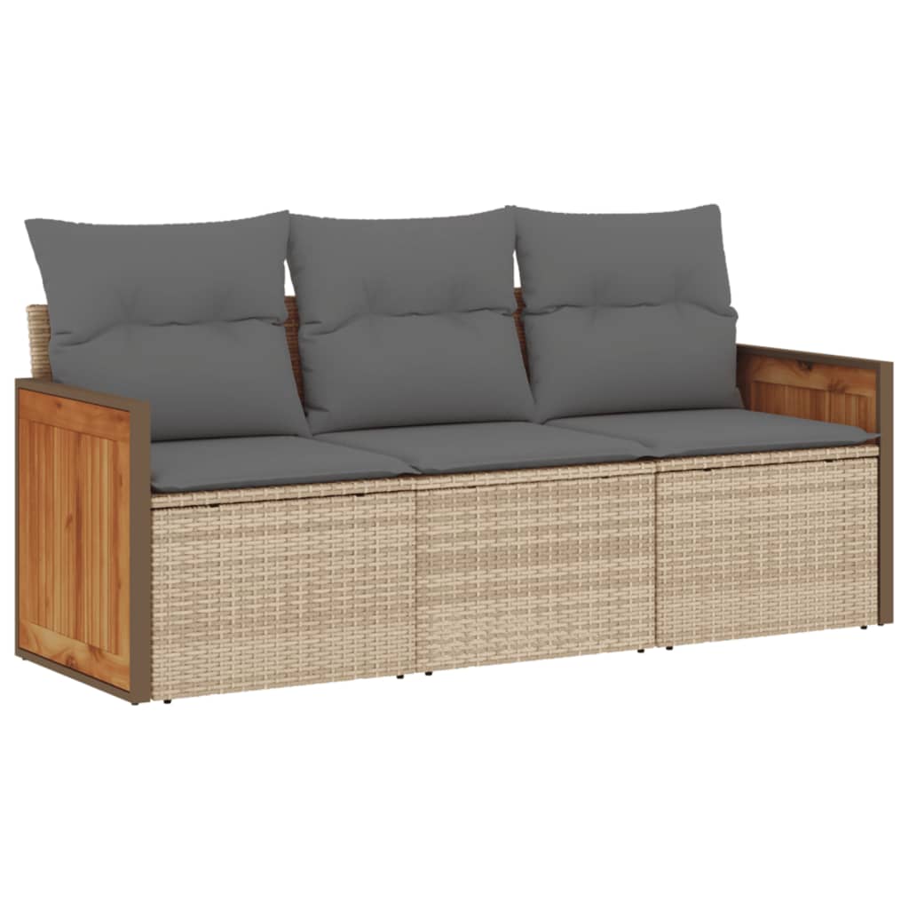 3-dijelni set vrtnih sofa od poliratana s jastucima bež