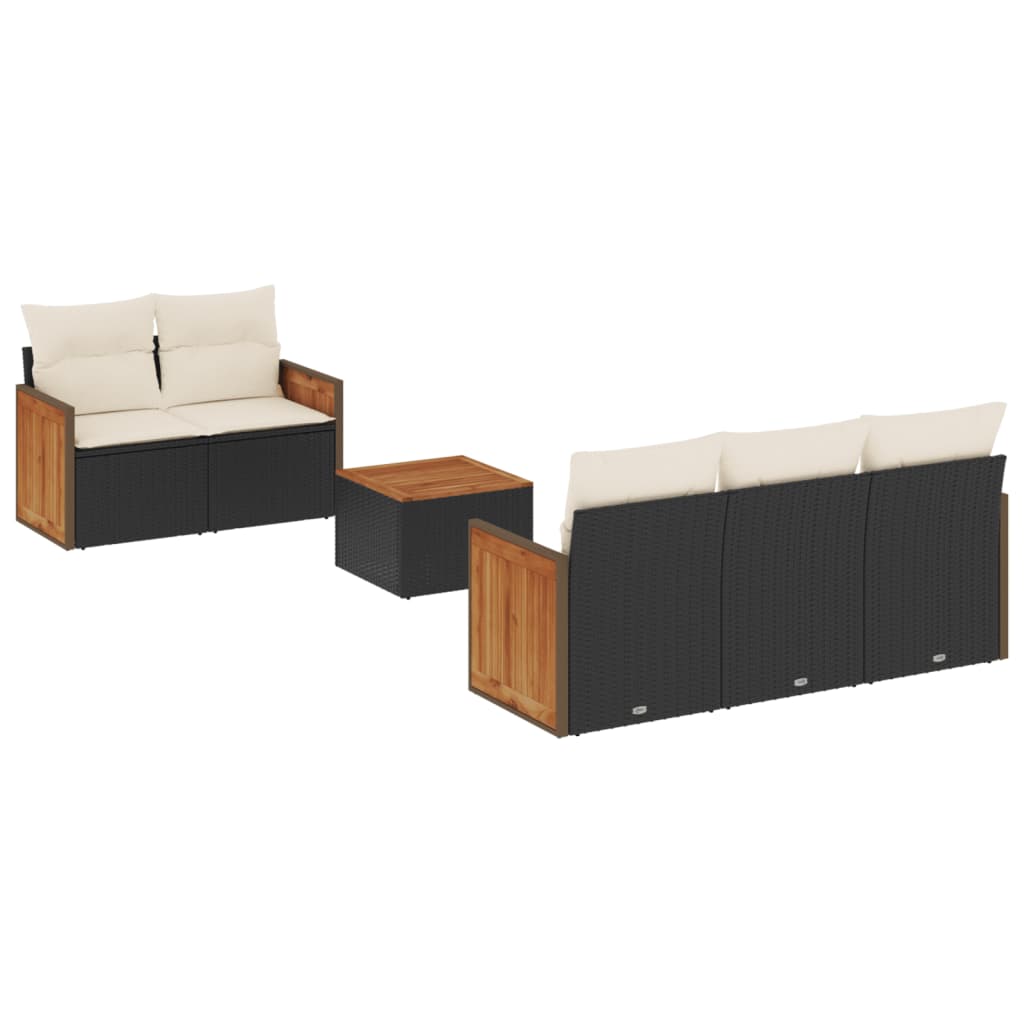 6-dijelni set vrtnih sofa s jastucima crni od poliratana