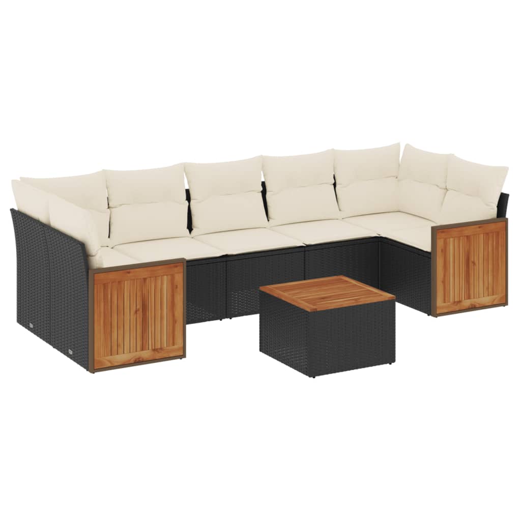 8-dijelni set vrtnih sofa od poliratana s jastucima crni