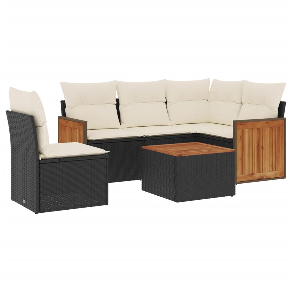 6-dijelni set vrtnih sofa s jastucima crni od poliratana