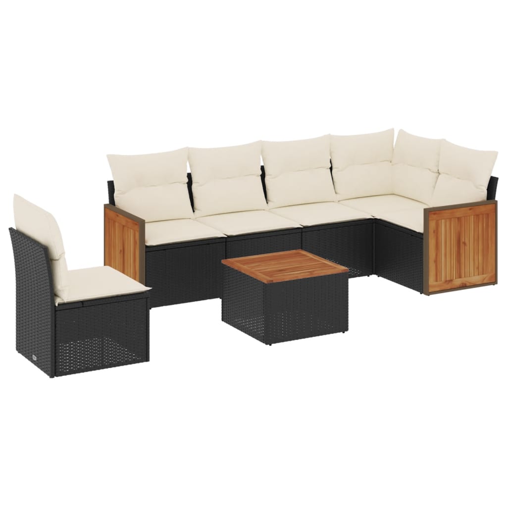 7-dijelni set vrtnih sofa od poliratana s jastucima crni