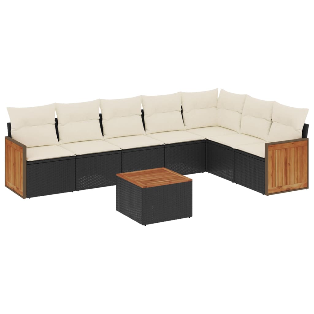 8-dijelni set vrtnih sofa od poliratana s jastucima crni