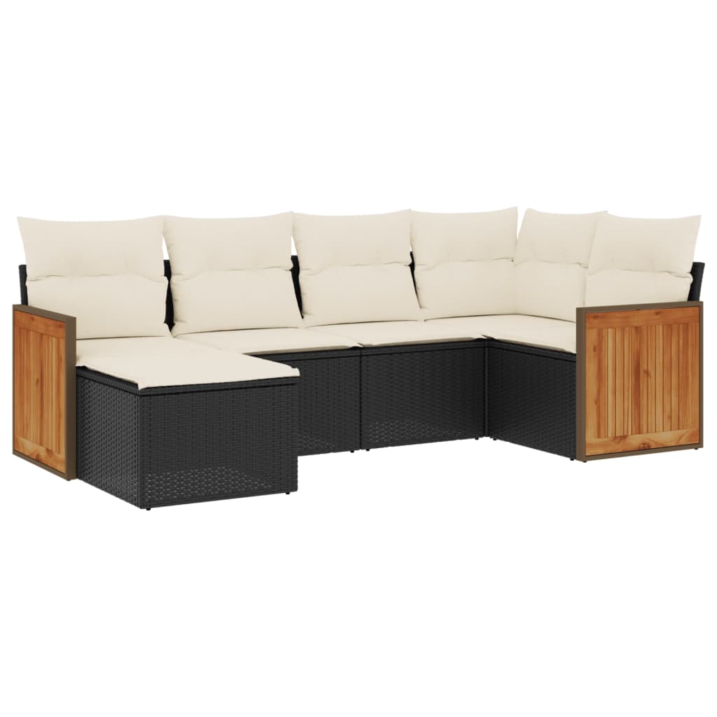 6-dijelni set vrtnih sofa s jastucima crni od poliratana