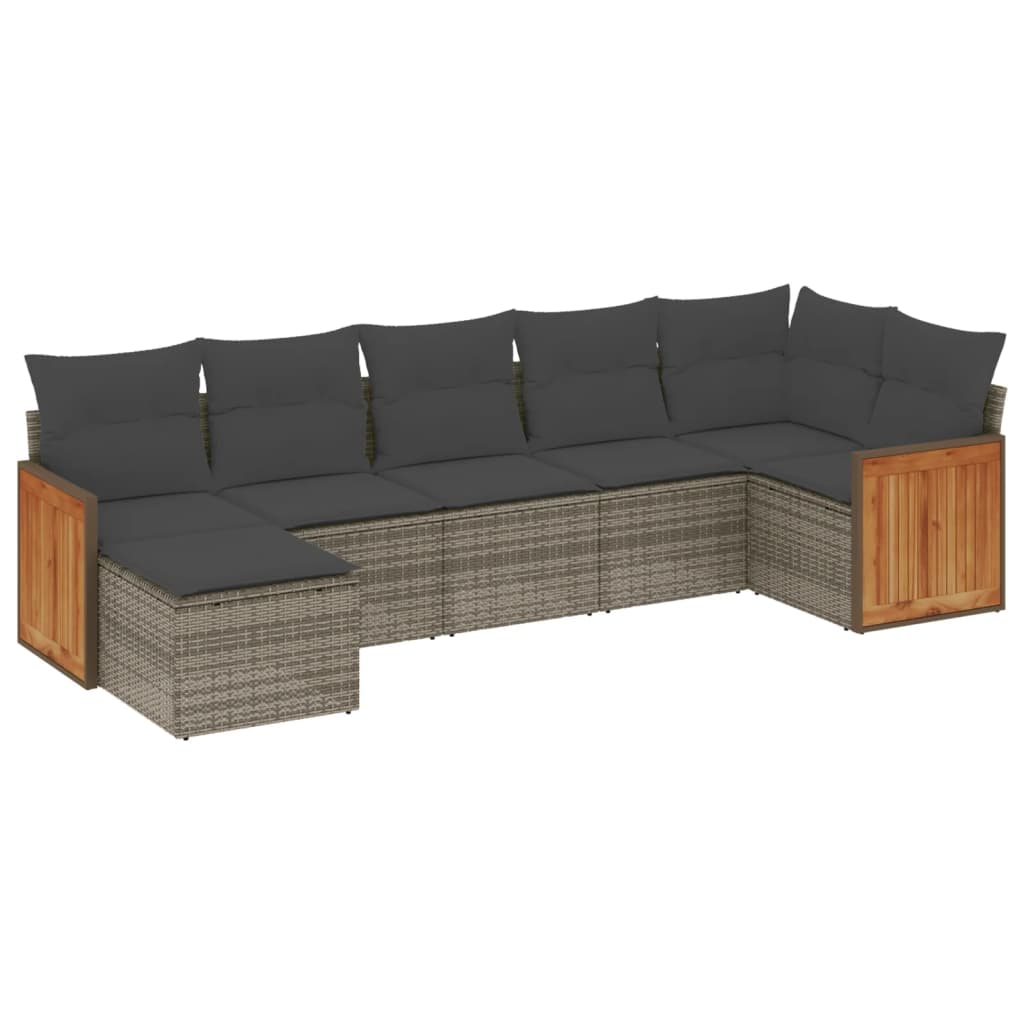 7-dijelni set vrtnih sofa sivi od poliratana