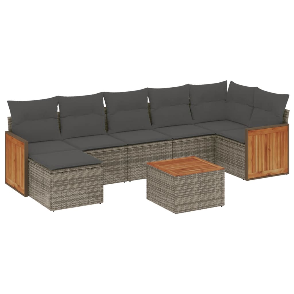 8-dijelni set vrtnih sofa od poliratana s jastucima sivi