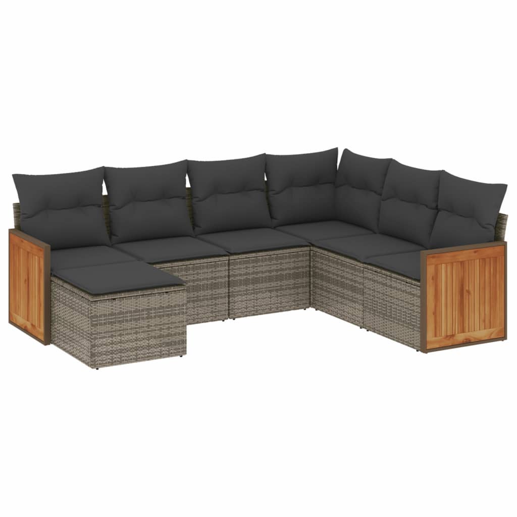 7-dijelni set vrtnih sofa sivi od poliratana