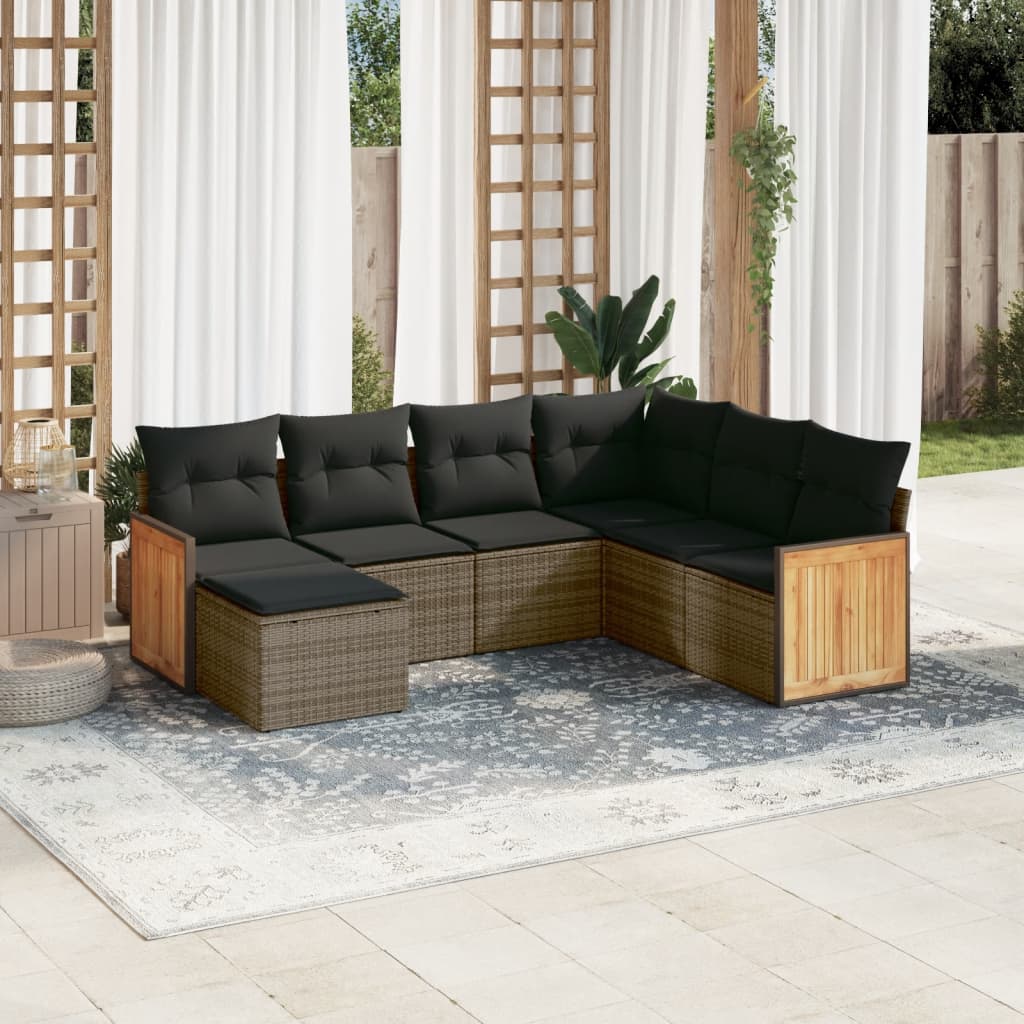 7-dijelni set vrtnih sofa sivi od poliratana