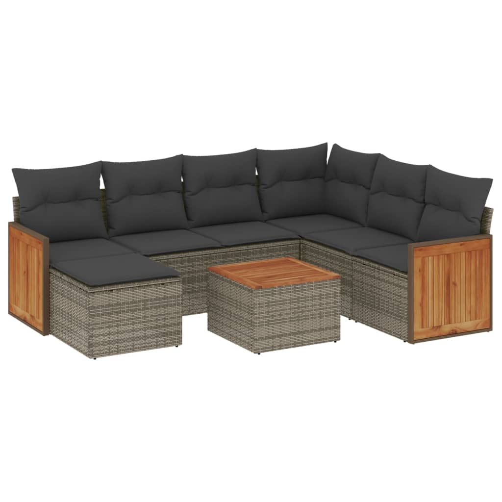 8-dijelni set vrtnih sofa od poliratana s jastucima sivi