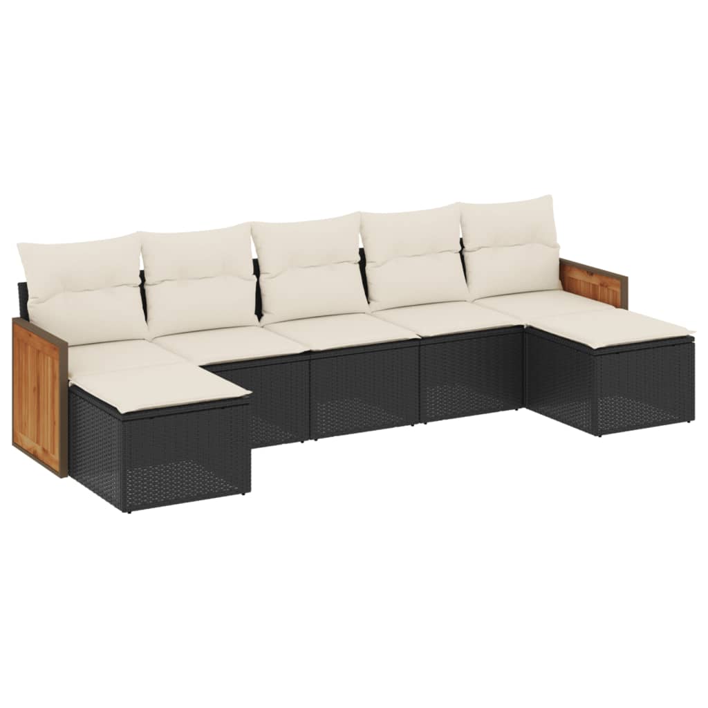 7-dijelni set vrtnih sofa od poliratana s jastucima crni
