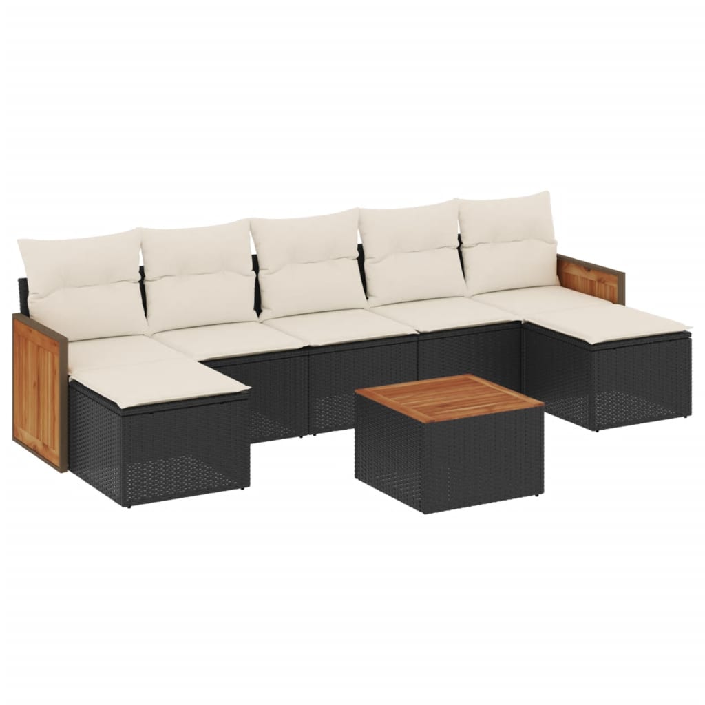 8-dijelni set vrtnih sofa od poliratana s jastucima crni