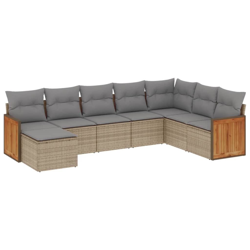 8-dijelni set vrtnih sofa od poliratana s jastucima bež