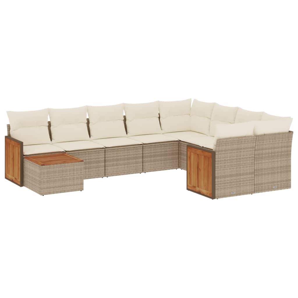 10-dijelni set vrtnih sofa s jastucima crni od poliratana