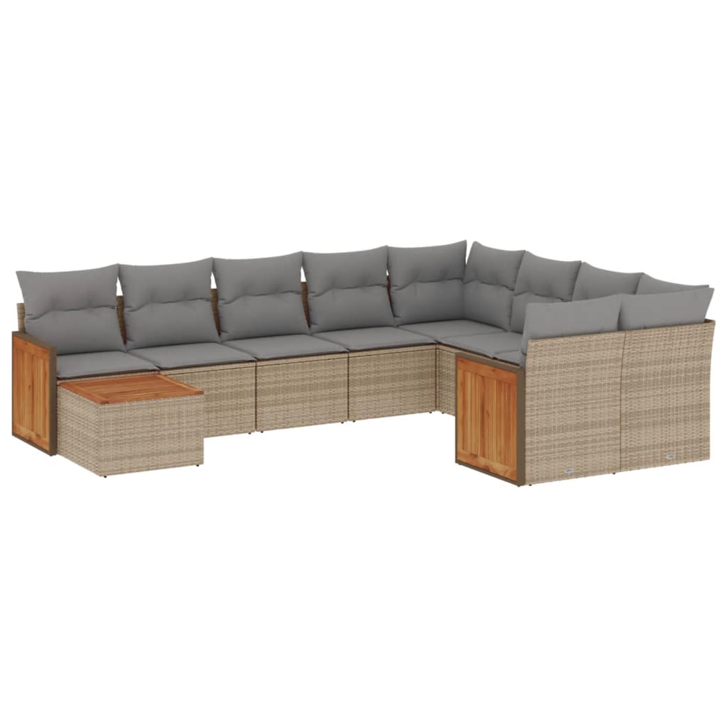 10-dijelni set vrtnih sofa s jastucima crni od poliratana