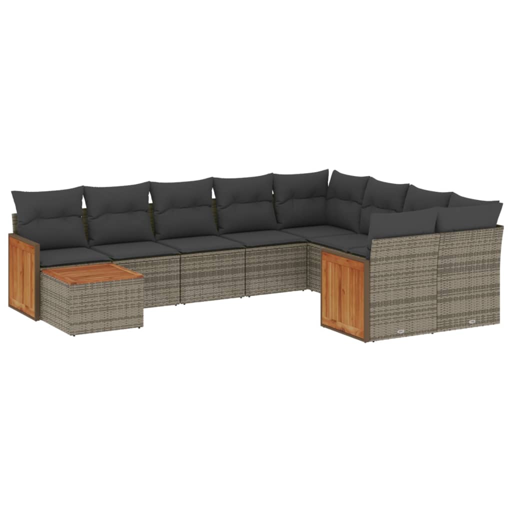 10-dijelni set vrtnih sofa s jastucima crni od poliratana