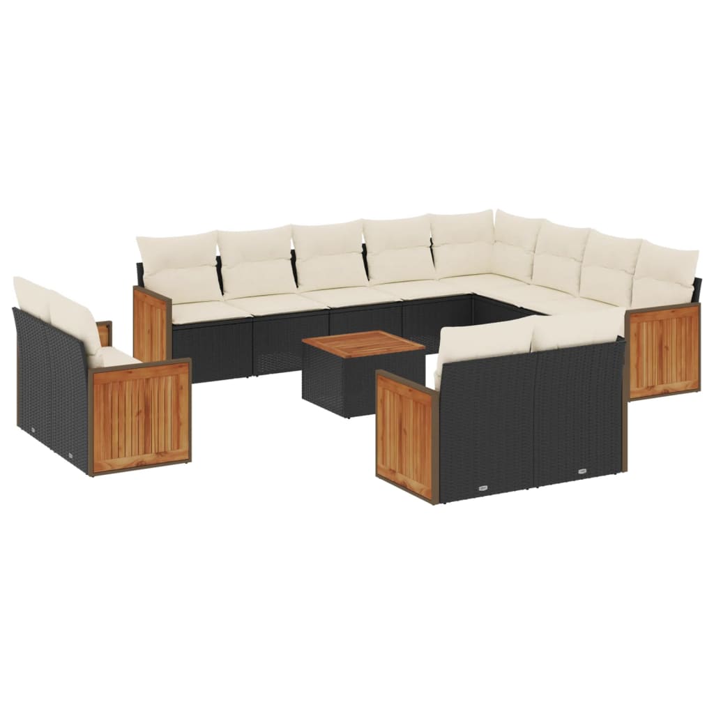 13-dijelni set vrtnih sofa s jastucima poliratan crni