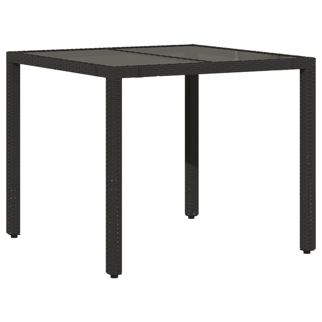 3-dijelni bistro set s jastucima crni od poliratana