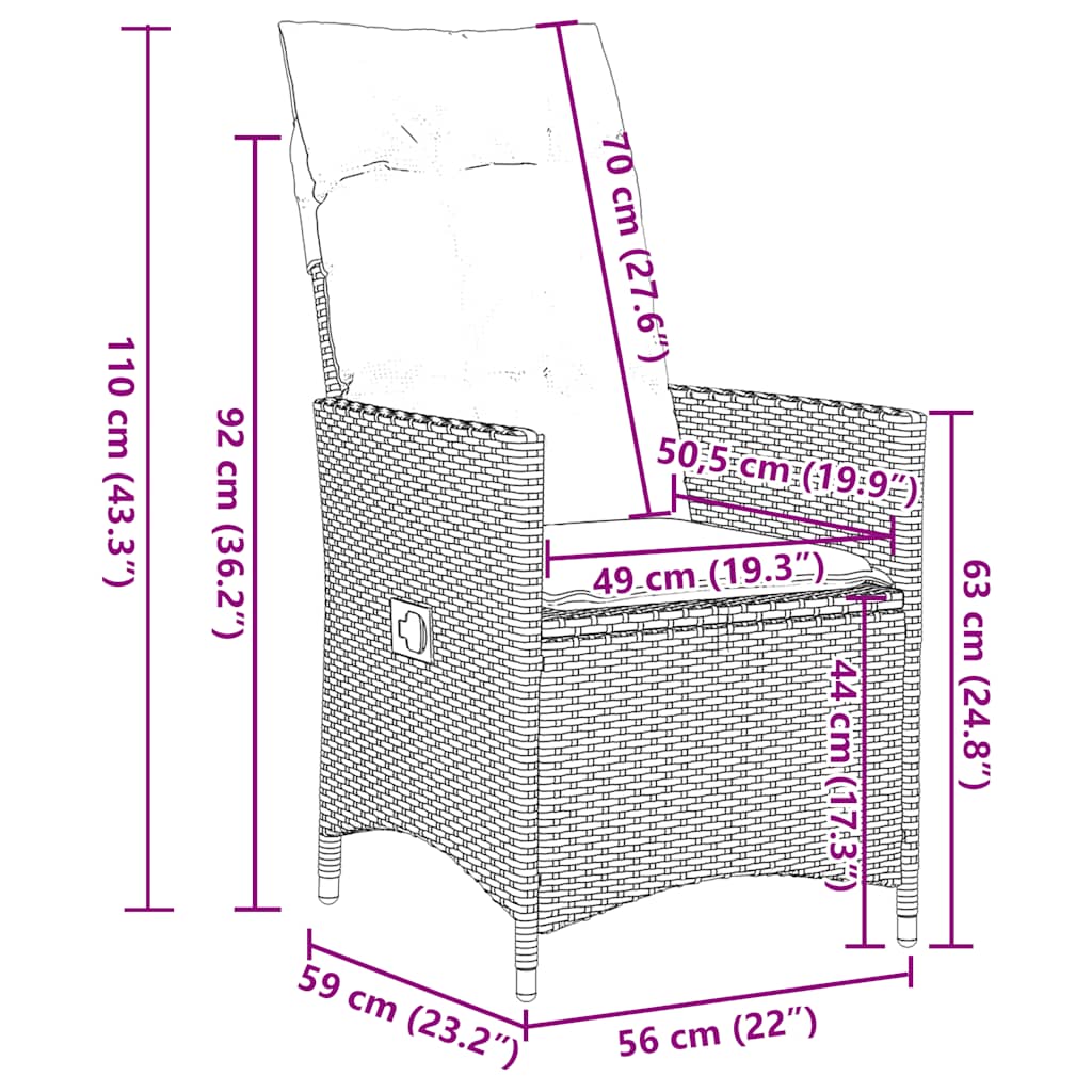 9-dijelni vrtni blagovaonski set s jastucima poliratan smeđi