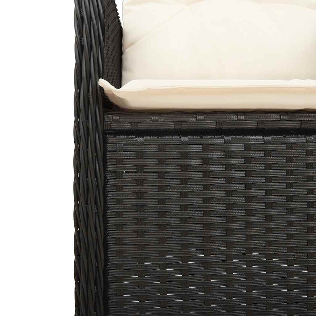 7-dijelni vrtni bistro set od poliratana s jastucima crni