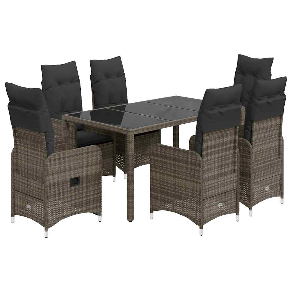 5-dijelni vrtni bistro set od poliratana s jastucima sivi